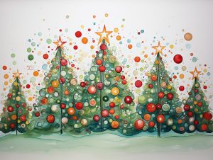 ai generated, christmas trees, pine trees, stars, ornaments, decorations, christmas, christmas, christmas, christmas, christmas, christmas